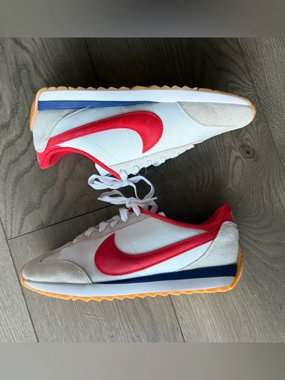Nike Pacific White Sneakers with Pink Swoosh and Pink Collar